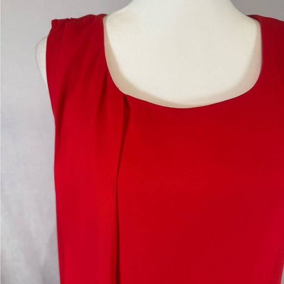 Red side pleated shift dress size small - Picture 2 of 6